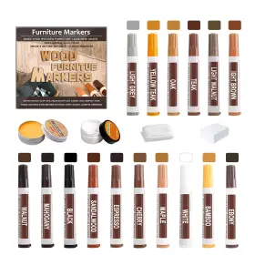 A-heyida 768481707022 22pcs Wood Furniture Repair Markers - 16 Colors Touch Up P