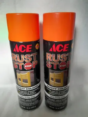 Ace 082901012597 Lot Of 2 Rust Stop Safety Orange Gloss Protective Enamel Spray Paint 15 Oz