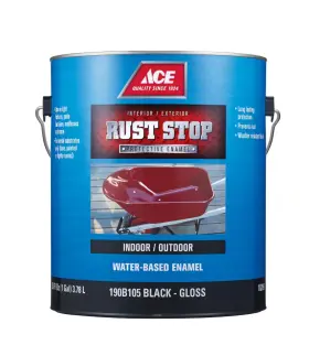 190b105 Ace Rust Stop Indoor / Outdoor Black Gloss Water Based Enamel Paint