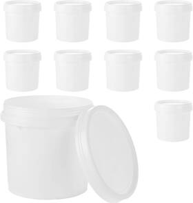 Akolafe 726085017329 10 Pack Plastic Paint Buckets With Lids - 1 Quart Storage Containers