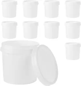 Akolafe 726085017329 10 Pack Plastic Paint Buckets With Lids - 1 Quart Storage Containers