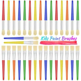 Apb-06 Anezus 30 Kids Paint Brushes Set With Jumbo Round Watercolor And Large Flat C