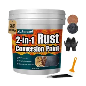 1l03 Autosel 2-in-1 Rust Converter And Metal Primer Stops Inhibitor Paint For Met