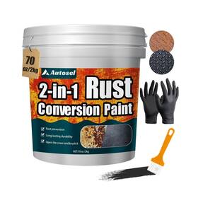 Autosel 2l04 2-in-1 Rust Converter And Metal Primer Black Paint For Conversion
