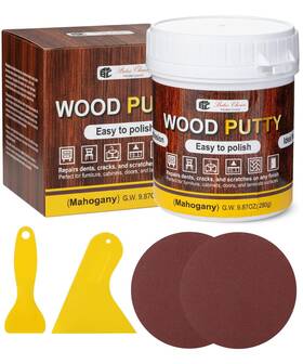 Bates Choice Obfj005b445npvc Bates- Wood Filler Putty Repair Kit 9.87 Ounce 2 Scrapers Mahogany