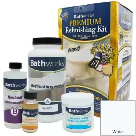 Bathworks 744759587190 Bathtub Refinish Complete Kit In White Slip Guard Glossy Durable Resin
