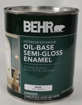 3800-n Behr Interior / Exterior Oil-base Semi-gloss Enamel White 1 Qt