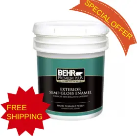 540005 Behr Premium Plus 5 Gal. Medium Base Semi-gloss Enamel Exterior Paint And Primer