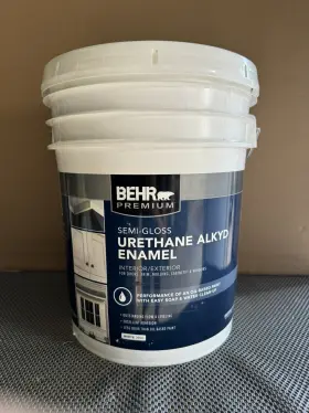 Behr 678885196271 Premium 5 Gal. White Urethane Alkyd Semi-gloss Enamel Interior/exterior