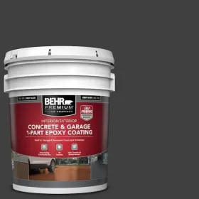 Behr Premium 313088579529 5 Gal Floor Paint Jet Black Epoxy Concrete For Garage Basement Patio Driveway