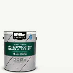 Behr Premium 705353424908 1 Gal. White Base Solid Color Waterproofing Exterior Wood Stain And Sealer