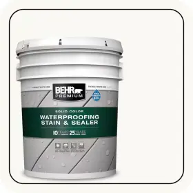 Behr Premium 711181180985 5 Gal. White Base Solid Color Waterproofing Exterior Wood Stain And Sealer