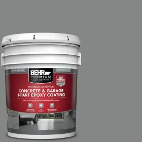 1-part Behr Premium 90205 5 Gal. Slate Gray Self-priming Epoxy Satin Interior/exterior Concrete And