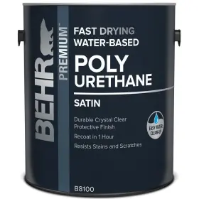 B810001 Behr Premium 1 Gal. Satin Clear Fast Drying Water-based Interior Polyurethane B810001 Behr Premium 1 Gal. Satin Clear Fast Drying Water-based Interior Polyurethane