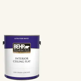 55801 Behr Premium Plus Ceiling Paint Ultra Pure White 1 Gal Flat Interior Low Odor Voc Acrylic-latex