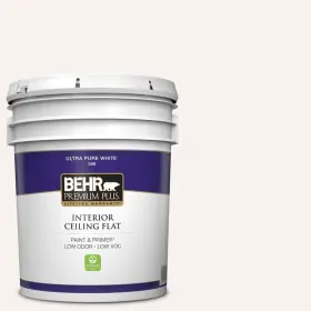 55805 Behr Premium Plus 5 Gal. Ultra Pure White Ceiling Flat Interior Paint