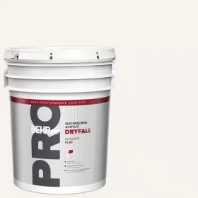 Behr Pro 744110503739 5 Gal. White Flat Waterborne Acrylic Dryfall Interior Paint Wood Drywall Metals