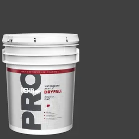 Hp21105 Behr Pro 5 Gal. Black Flat Waterborne Acrylic Dryfall Interior Paint