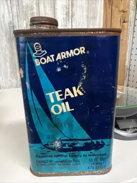 5146 Boat Armor Teak Oil Vintage Full Item Great Prop 16 Oz Cool Product Graphics