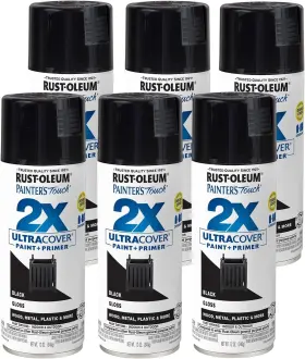 249122 Branded Rust-oleum Painters Touch 2x Gloss Black Spray Paint 12oz 6-pack