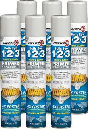 Branded 313108191175 Zinsser 343748-6pk Bulls Eye 1-2-3 Turbo Primer Spray 26 Oz Gray 6 Pack