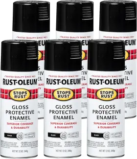656854316846069841 Branded 7779830-6pk Stops Rust Spray Paint 12 Oz Gloss Black 6 Pack