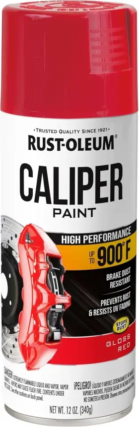 873687692878476873 Branded 12 Oz Red Caliper Paint High Heat Brake Dust Resistant Any Angle Spray