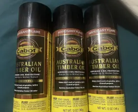 3459 Cabot Lot Of 3 12oz Australian Timber Oil Mahogany Flame Premium Woodcare New
