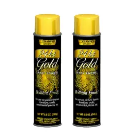 24-karat Chase Products Co 766236989075 8-1/2-ounce Brilliant Finish Metallic Spray Enamel Gold. 2 Count