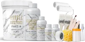Cocomfix 705353950315 White Marble Countertop Paint Kit - 25x Thick High-gloss Epoxy Countert