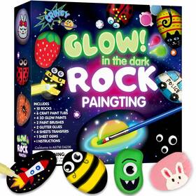 Crincy Diy-0012 Rock Painting Kit For Kids Ages 6-12 Glow In The Dark Paint ... Fast Ship