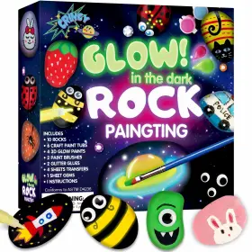 Diy-0012 Crincy Rock Painting Kit For Kids Ages 6-12 Glow In The Dark Paint ... Fast Ship