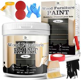 Decorrom A0273 Wood Furniture Paint 18oz Black All In One Ready To Use
