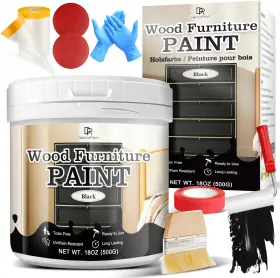 A0273 Decorrom Wood Furniture Paint 18oz Black All In One Ready To Use