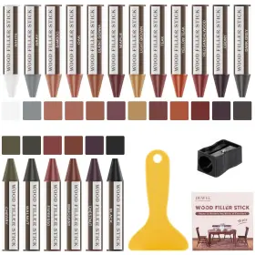 18x-lb-d Dewel Wood Filler Sticks 18 Colors Crayons For Scratches Floor Re