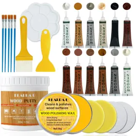 Yoye10018 Elalrau Wood Furniture Repair Kit 26pcs Touch Up Putty 12 Colors Fill