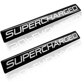 Eurobadgez 3dbadge-weed 2pc Set Supercharged Automotive Car And Truck Badges Emblem Aluminum With