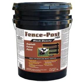 Gardner 025056900500 4.75 Gal. Black Asphalt Fence Paint Weatherproof Wood Metal Above Below Ground