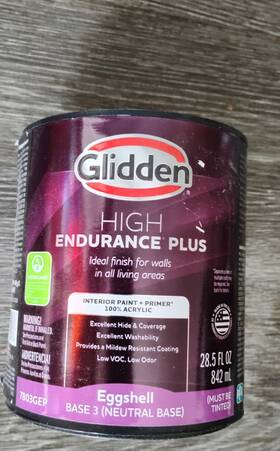 Glidden 191894944478 Interior Paint And Primer Eggshell White 1 Quart Base 3 Neutral