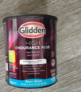 Glidden 193000688597 Interior Paint And Primer Semi Gloss White 1 Quart Base 2 Neutral