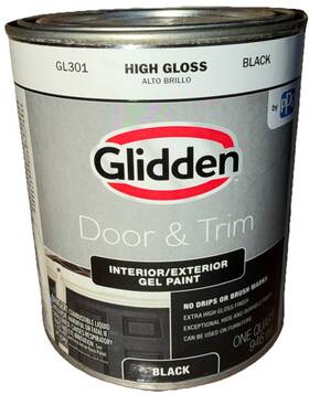 Glidden Gl301 1 Quart Door And Trim Interior/exterior Gel Paint High Gloss Black -