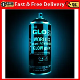 Glo-x 313032441438 Blue Glow In The Dark Spray Paint 10.6 Oz Clear That Glows Neon Bl