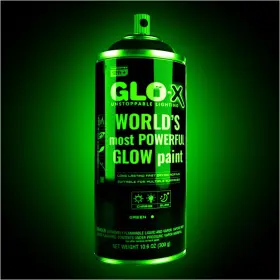 Glo-x 313039071096 Green Glow In The Dark Spray Paint 10.6 Oz Clear That Glows Neon G