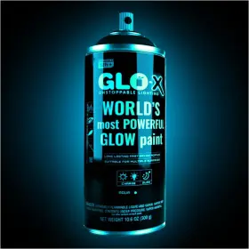 Glo-x 313039529597 Blue Glow In The Dark Spray Paint 10.6 Oz Clear That Glows Neon Bl