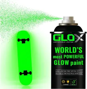 Glo-x 705353110184 Glow In The Dark Spray Paint 10.6 Oz Can Clear That Glows Gr