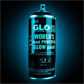 Glo-x 705353212581 Blue Glow In The Dark Spray Paint 10.6 Oz Clear That Glows Neon Bl