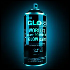 Glo-x 705353212581 Blue Glow In The Dark Spray Paint 10.6 Oz Clear That Glows Neon Bl