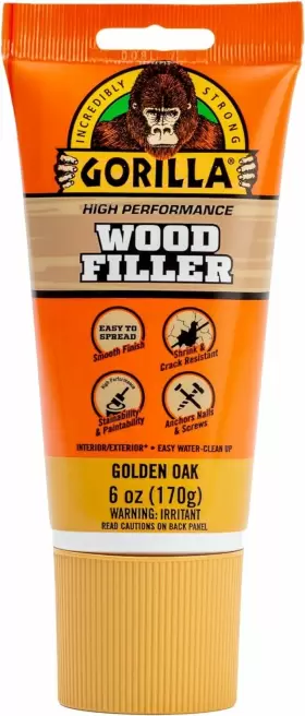 112125 Gorilla All Purpose Wood Filler 6oz Tube Golden Oak 1 Pack