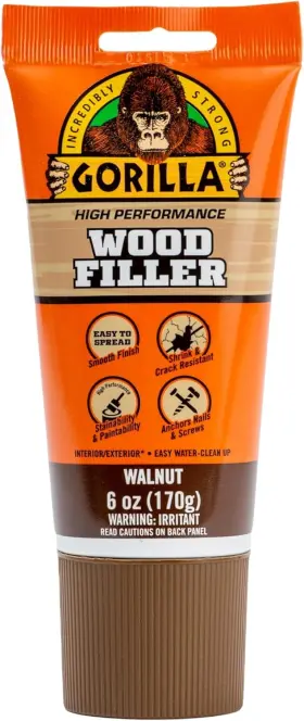 112126 Gorilla All Purpose Wood Filler Walnut Color 6 Ounce Tube 1 - Pack