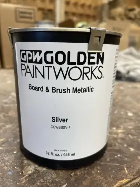 Cswbbsv-7 Gpw Golden Paint Works Quart Silver Metallic Board And Brush